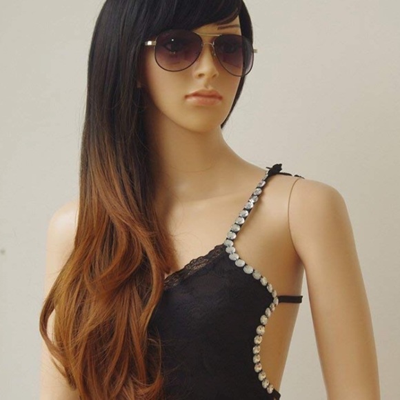 ?Uma 26” BLACK & BROWN ombré BANG  Wig?*NWT*